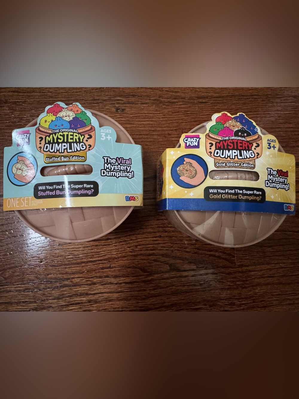 Two set Mystery Dumpling Stuffed Bun & Gold Glitter Edition Toy Set -